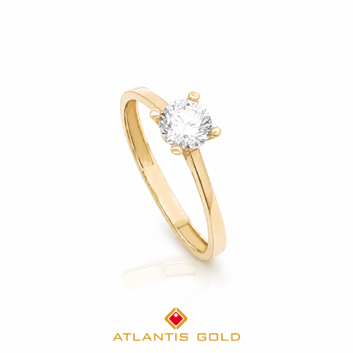 Inel cu piatră zirconia Fine Shine din aur de 14K