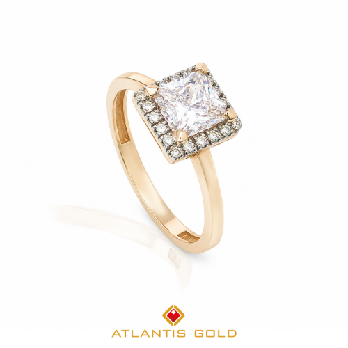 Inel cu pietre zirconia Celine din aur de 14K