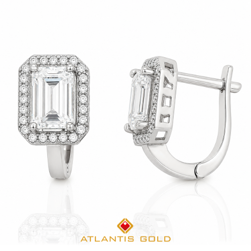 Cercei cu pietre zirconia Bellagio din aur de 14K