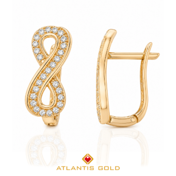 Cercei cu pietre zirconia Infinity din aur de 14K