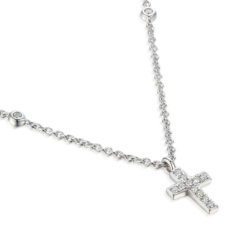 LANT CU PANDANTIV DIN AUR ALB 18K CU DIAMANTE 72720