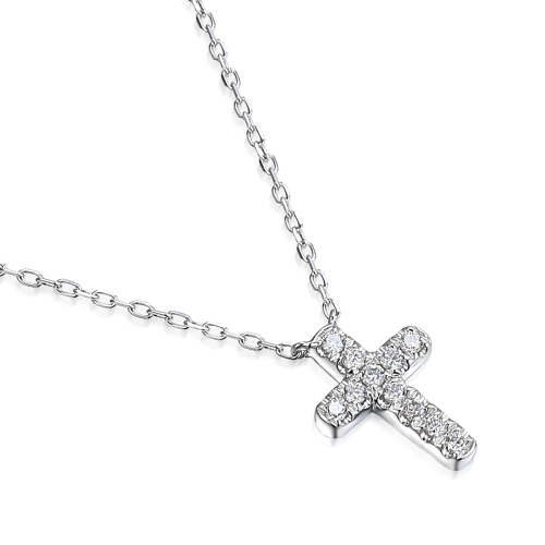 LANT CU PANDANTIV DIN AUR ALB 18K CU DIAMANTE 72751